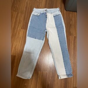 PacSun Blue and White Boyfriend Jeans